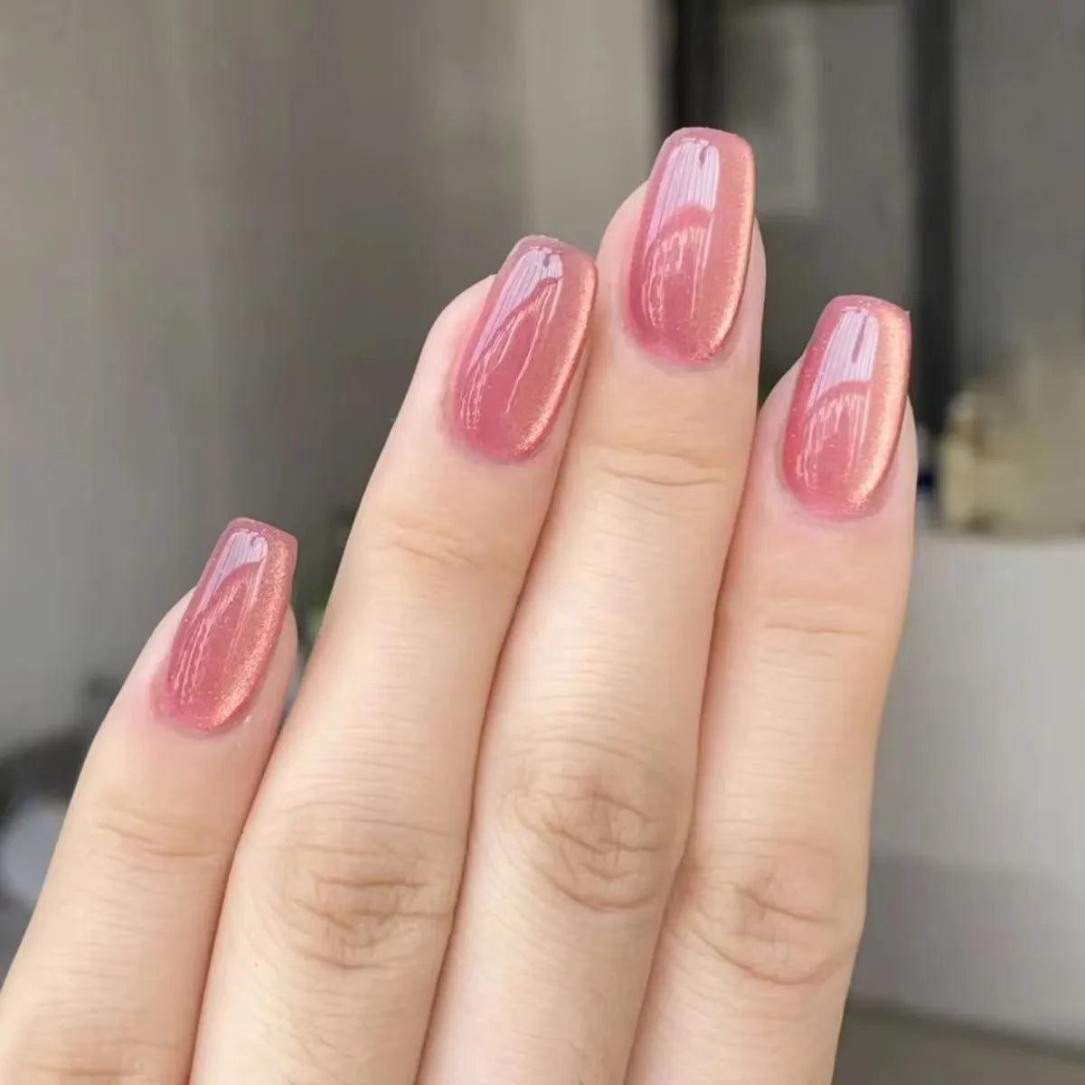 24 Pcs Cat Eye False Nails Art - Short Press on Nails