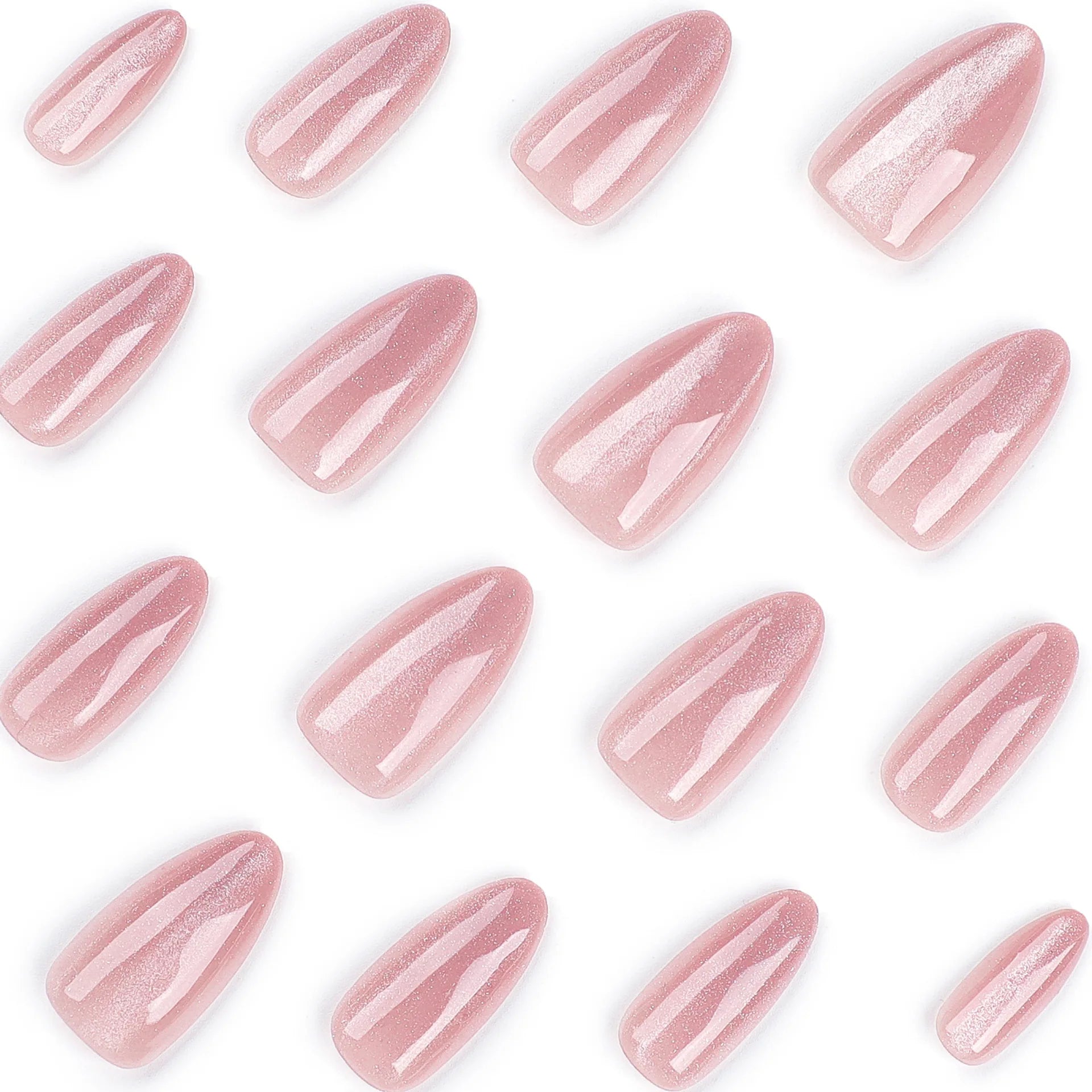 24Pcs Mid-length Almond False Nails Press on Nail Full Cover Nail Tips