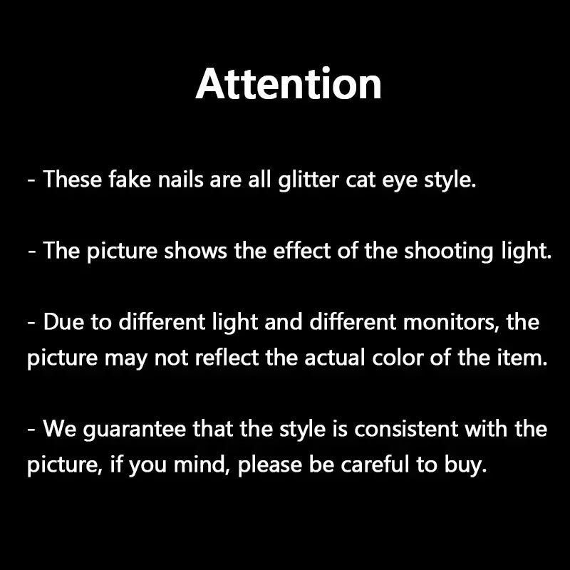 24 Pcs Cat Eye False Nails Art - Short Press on Nails