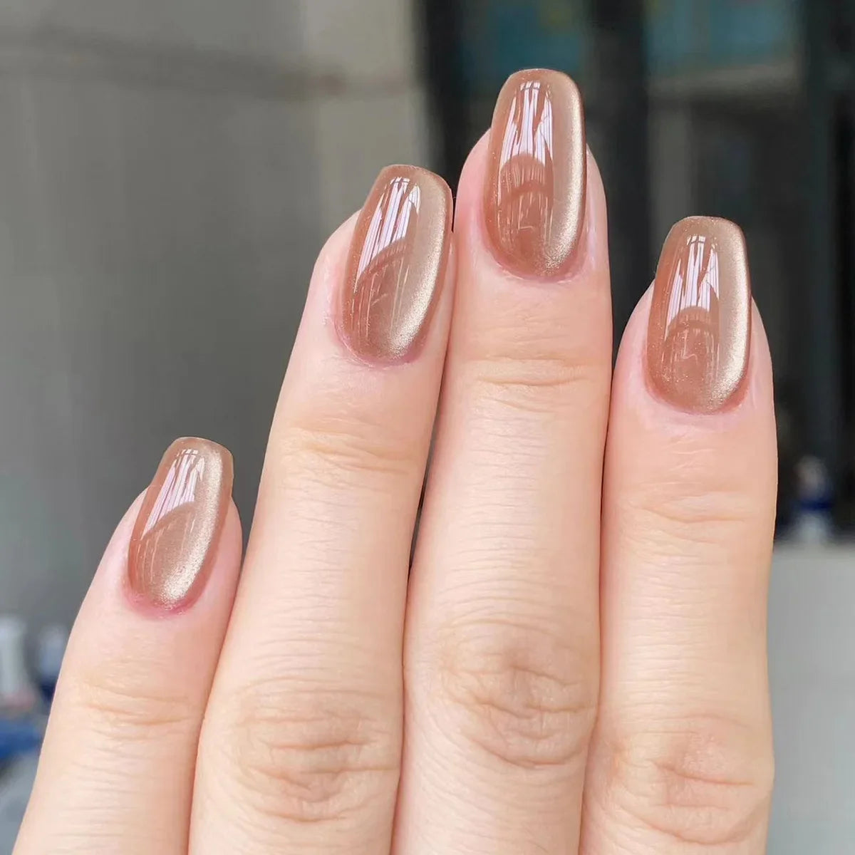 24 Pcs Cat Eye False Nails Art - Short Press on Nails