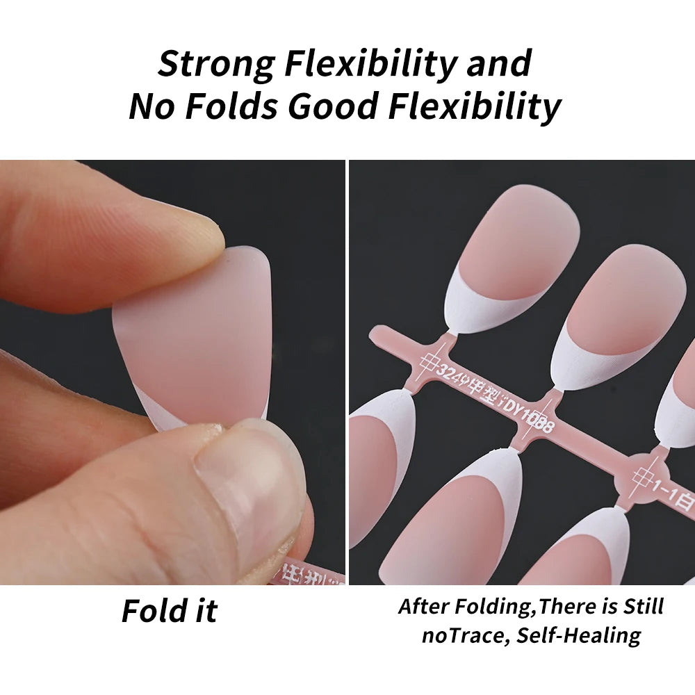 150Pcs French Gel Nail Tips Press On Nails Full Cover Nude or Pink Almond Shape 15 Sizes