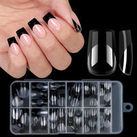 120pcs Boxed Acrylic French False Nails Multicolor Square Almond Nail Tips Full Cover Mixed Size Press On Nails