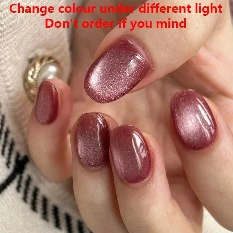 24 Pcs Cat Eye False Nails Art - Short Press on Nails