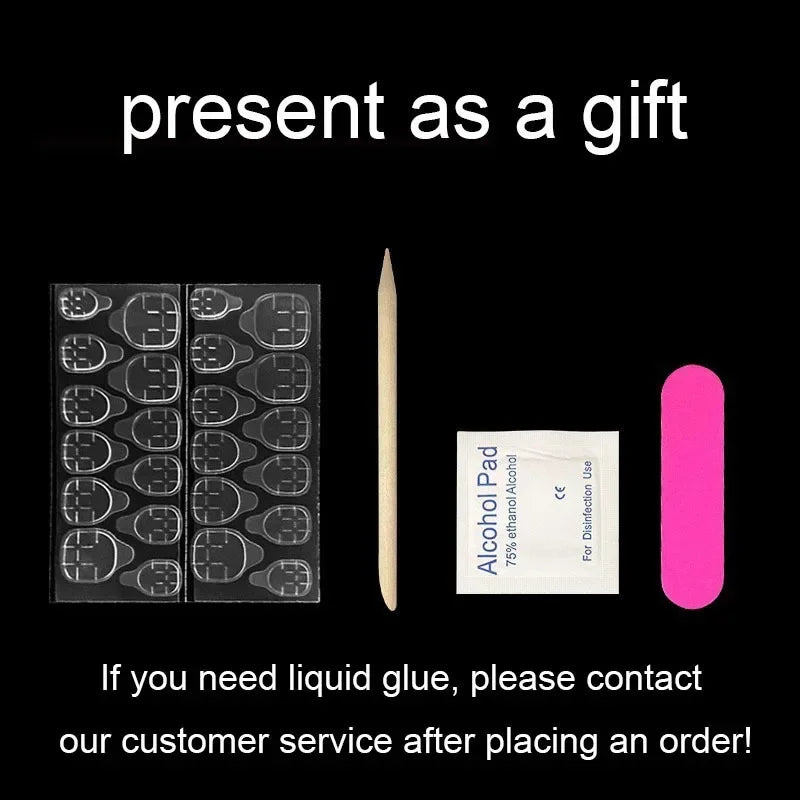 24pcs Leopard Print False Nails Black Press on Nails