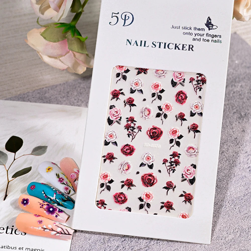 1Pcs Roses Nail Sticker Self-Adhesive Sliders - Valentine‘s Day