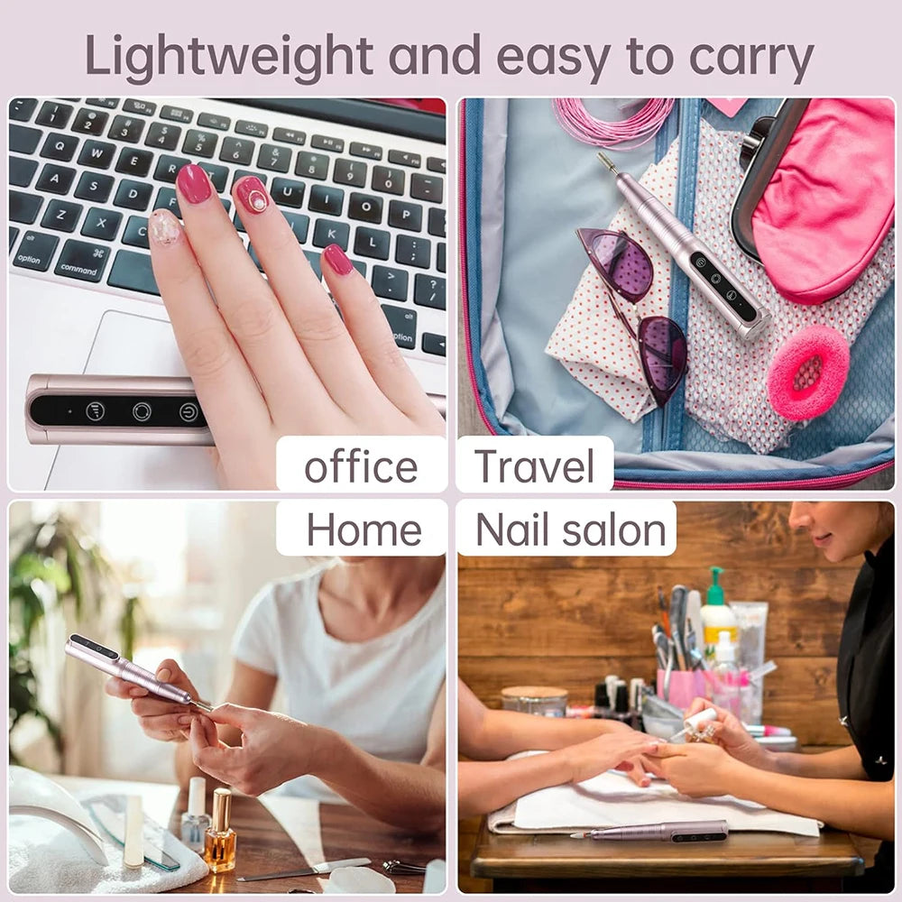 35000RPM Wireless Nail Drill Rechargeable Cordless Manicure Pedicure Drill