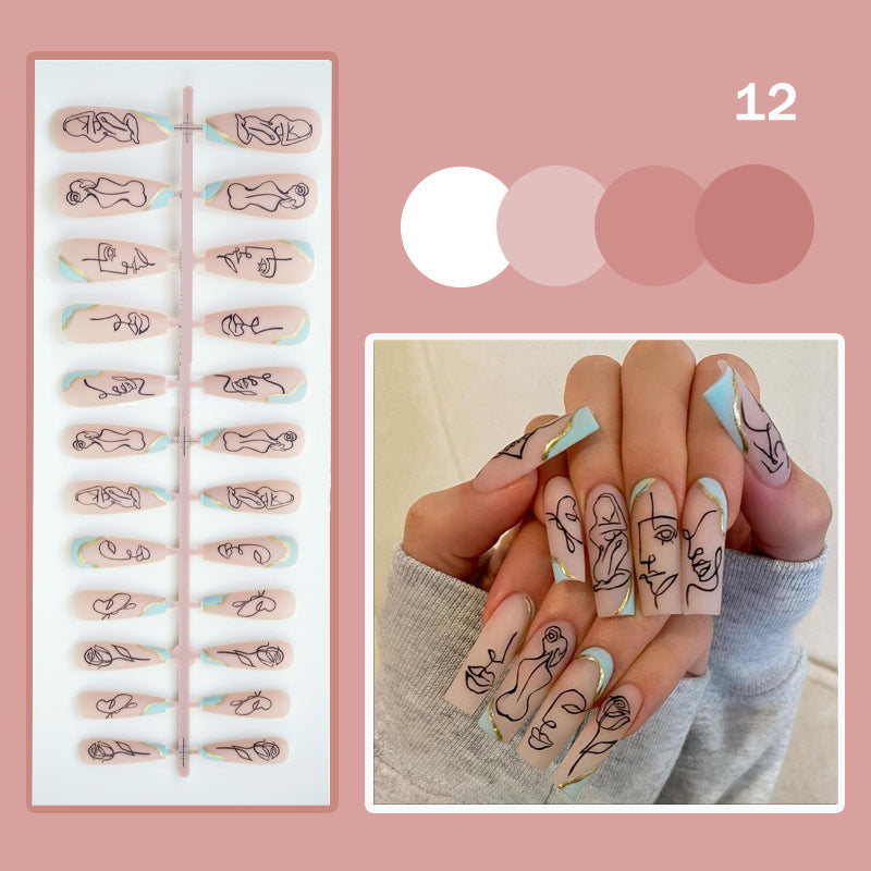24pcs Acrylic Nails with Design
