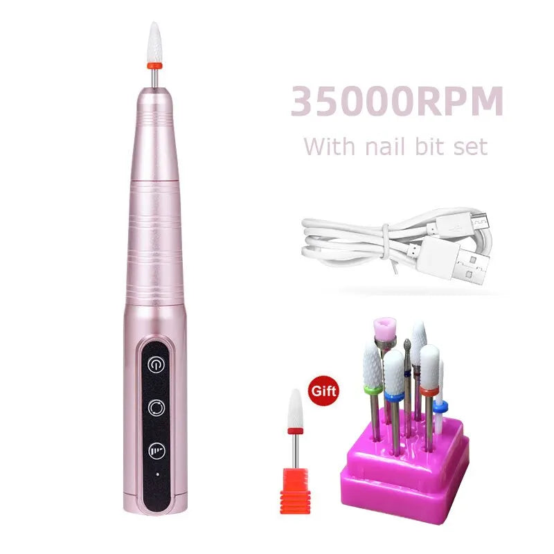 35000RPM Wireless Nail Drill Rechargeable Cordless Manicure Pedicure Drill