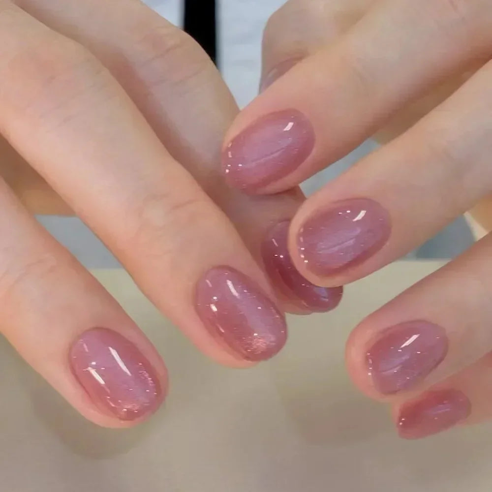 24 Pcs Cat Eye False Nails Art - Short Press on Nails
