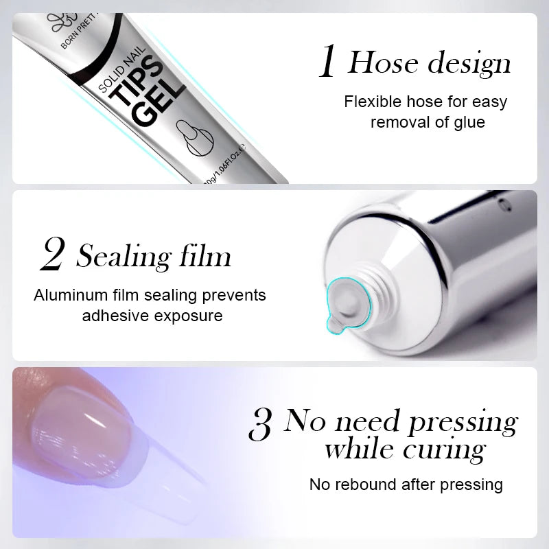 BORN PRETTY Solid Nail Glue Gel for False Nails Press On Nails