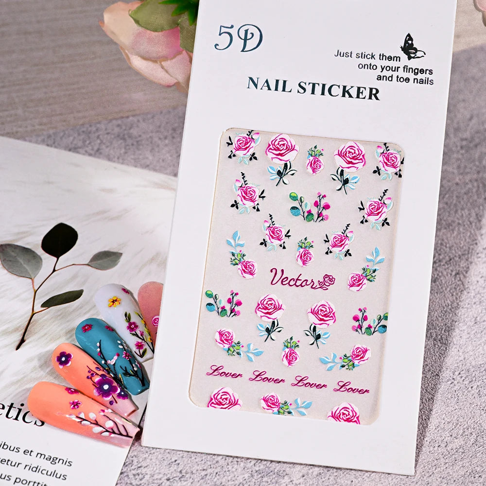 1Pcs Roses Nail Sticker Self-Adhesive Sliders - Valentine‘s Day