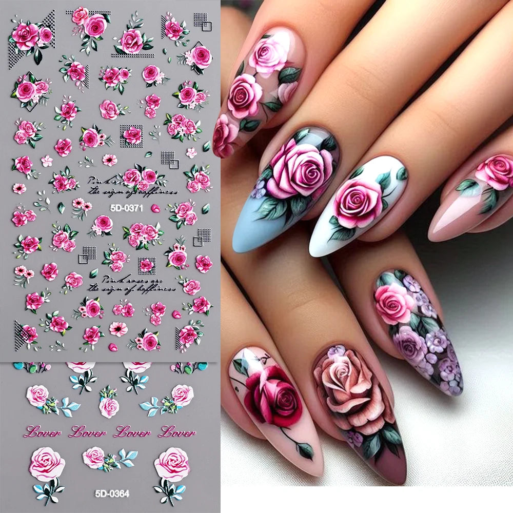 1Pcs Roses Nail Sticker Self-Adhesive Sliders - Valentine‘s Day
