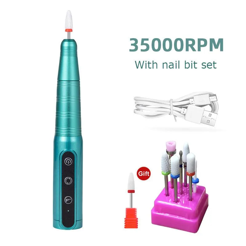 35000RPM Wireless Nail Drill Rechargeable Cordless Manicure Pedicure Drill