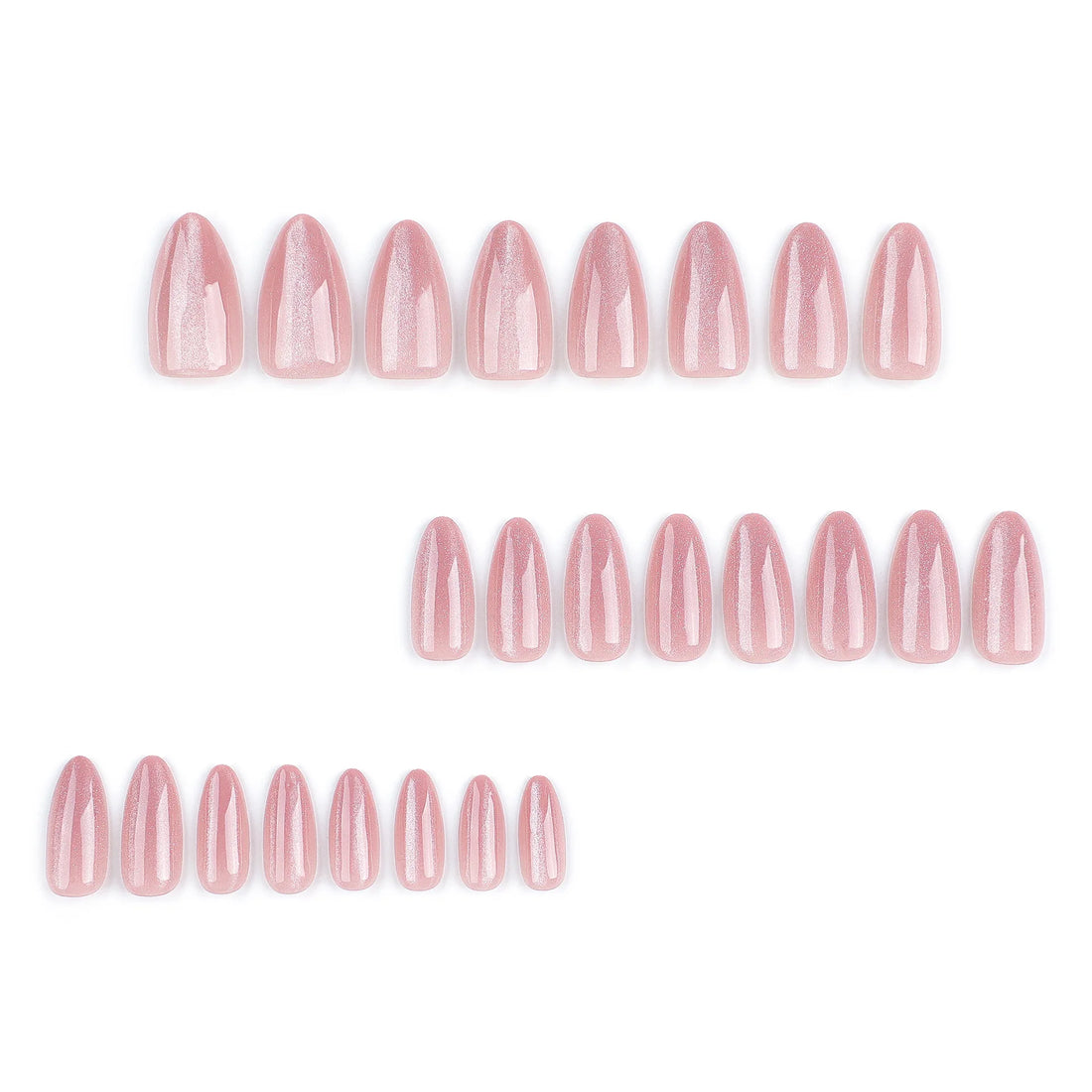 24Pcs Mid-length Almond False Nails Press on Nail Full Cover Nail Tips