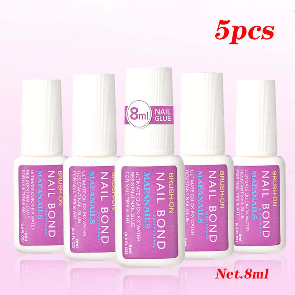 Nail Glue Fast Drying Brush-on Application False Nails Glue- 8ml