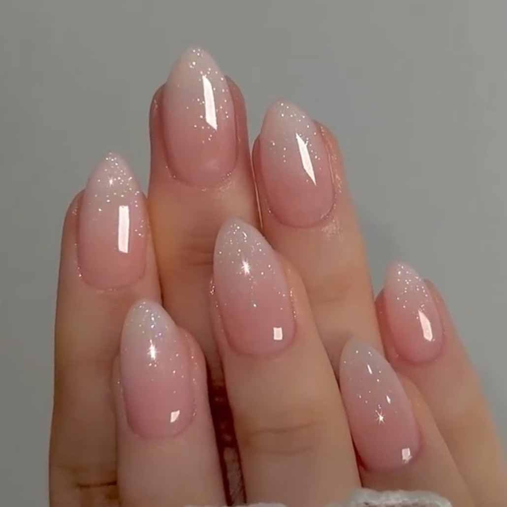 24 Pcs Short Almond Press on Nails 