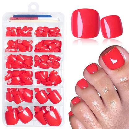 168Pc Press on Toenails with Glue Adhesive Tabs - Short Square 