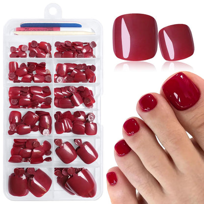 168Pc Press on Toenails with Glue Adhesive Tabs - Short Square 