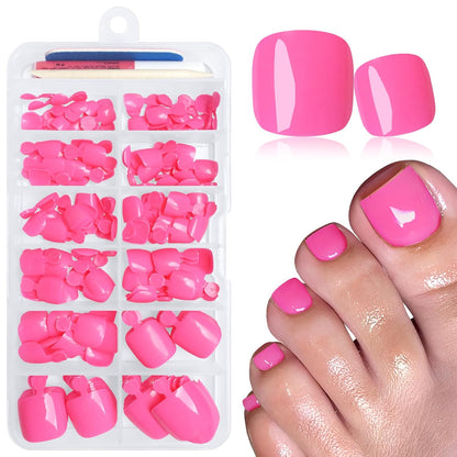 168Pc Press on Toenails with Glue Adhesive Tabs - Short Square 