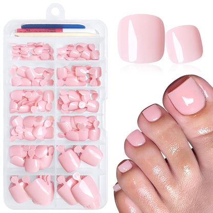 168Pc Press on Toenails with Glue Adhesive Tabs - Short Square 