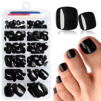 168Pc Press on Toenails with Glue Adhesive Tabs - Short Square 