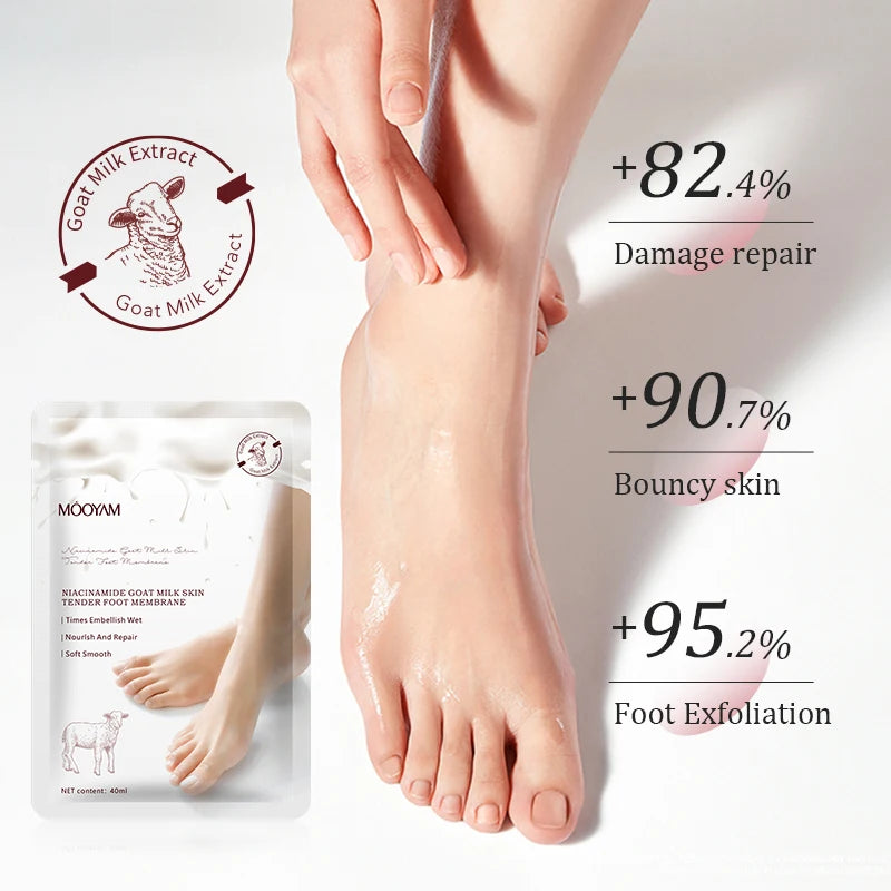 Goat Milk Niacinamide Feet Moisturizing Mask for Dry, Cracked, Aging Feet