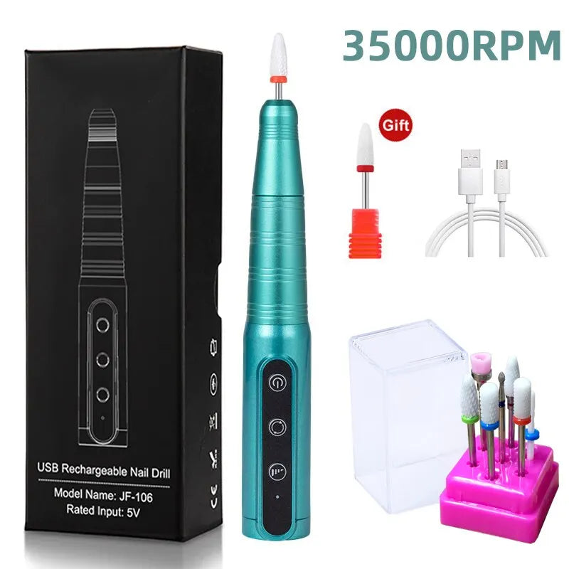 35000RPM Wireless Nail Drill Rechargeable Cordless Manicure Pedicure Drill
