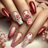 24 Pcs Fake Nails  Almond Tips Pink - Beautiful Heart for Valentine&