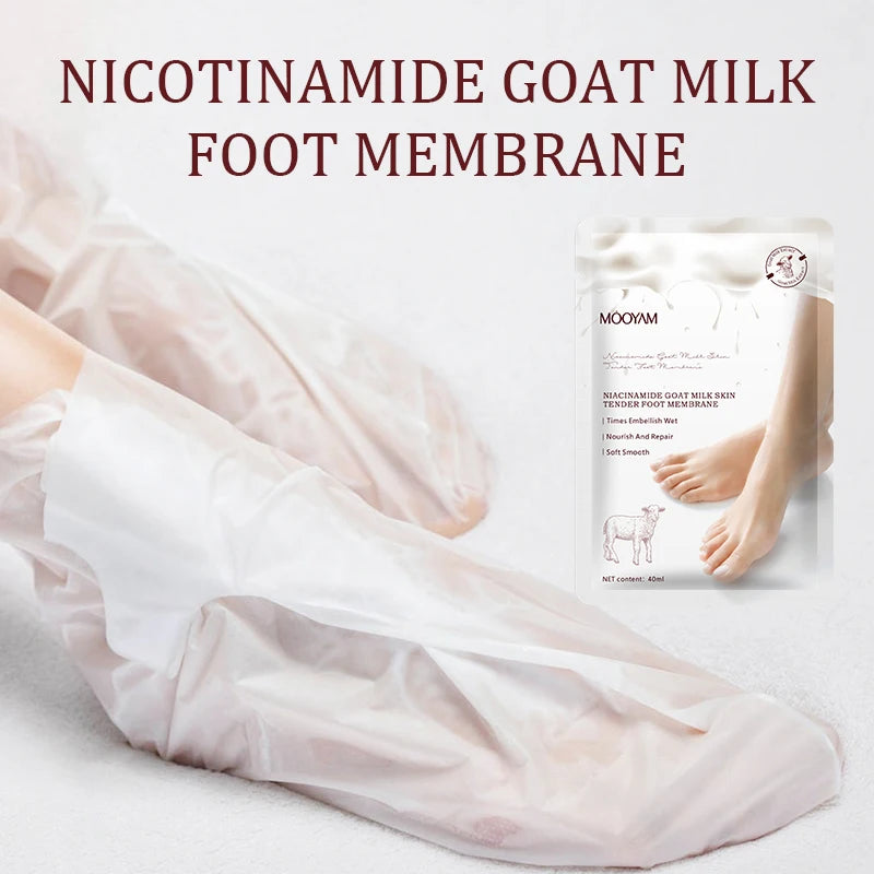 Goat Milk Niacinamide Feet Moisturizing Mask for Dry, Cracked, Aging Feet