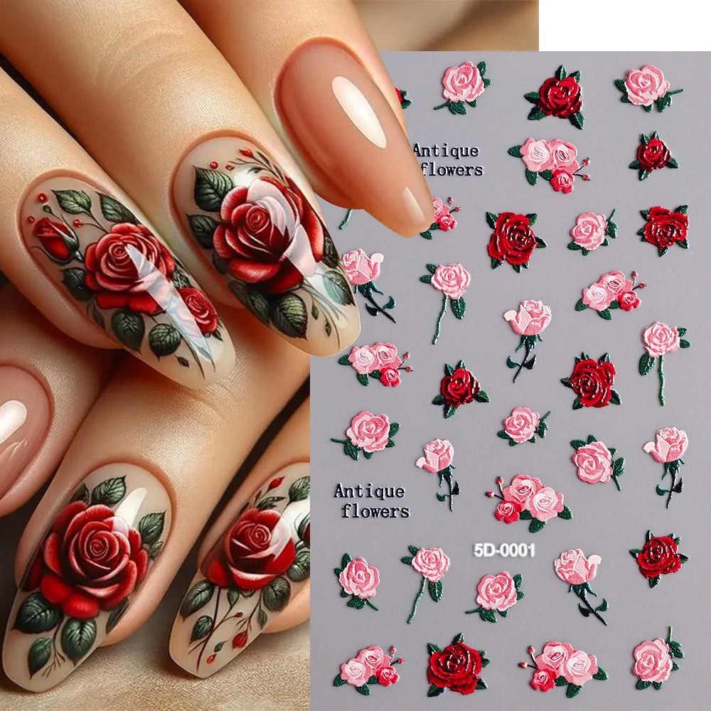 1Pcs Roses Nail Sticker Self-Adhesive Sliders - Valentine‘s Day