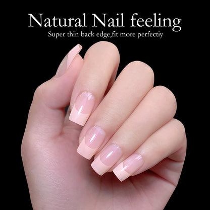 120pcs Boxed Acrylic French False Nails Multicolor Square Almond Nail Tips Full Cover Mixed Size Press On Nails