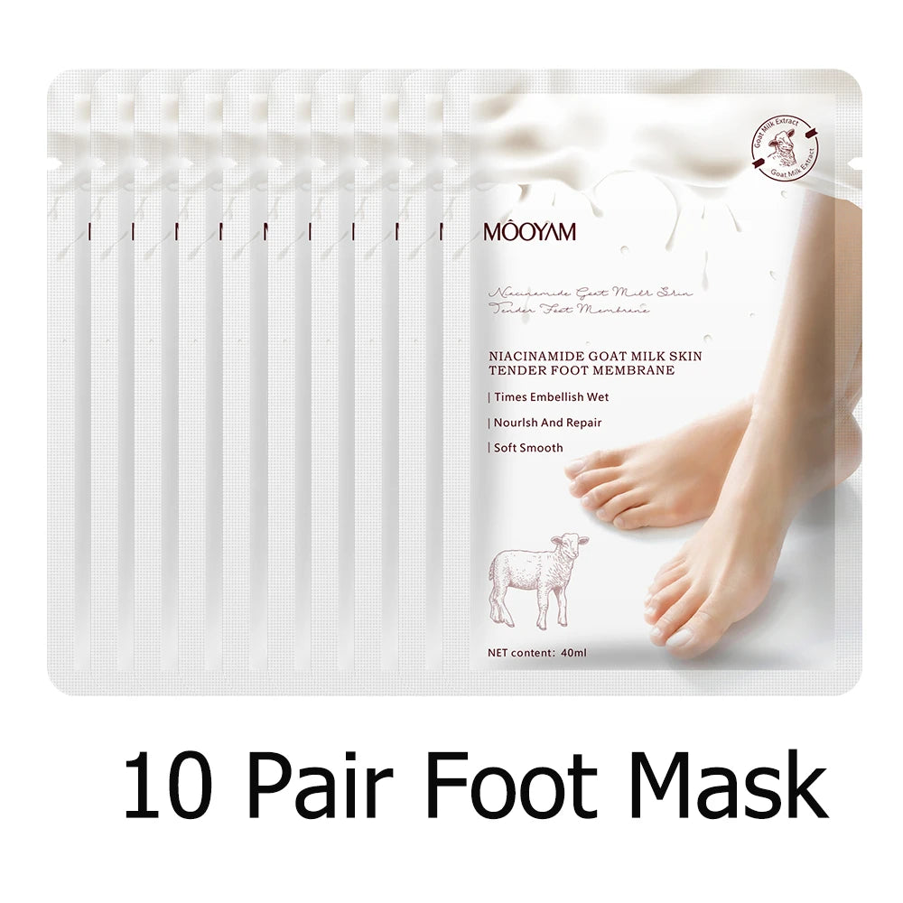 Goat Milk Niacinamide Feet Moisturizing Mask for Dry, Cracked, Aging Feet