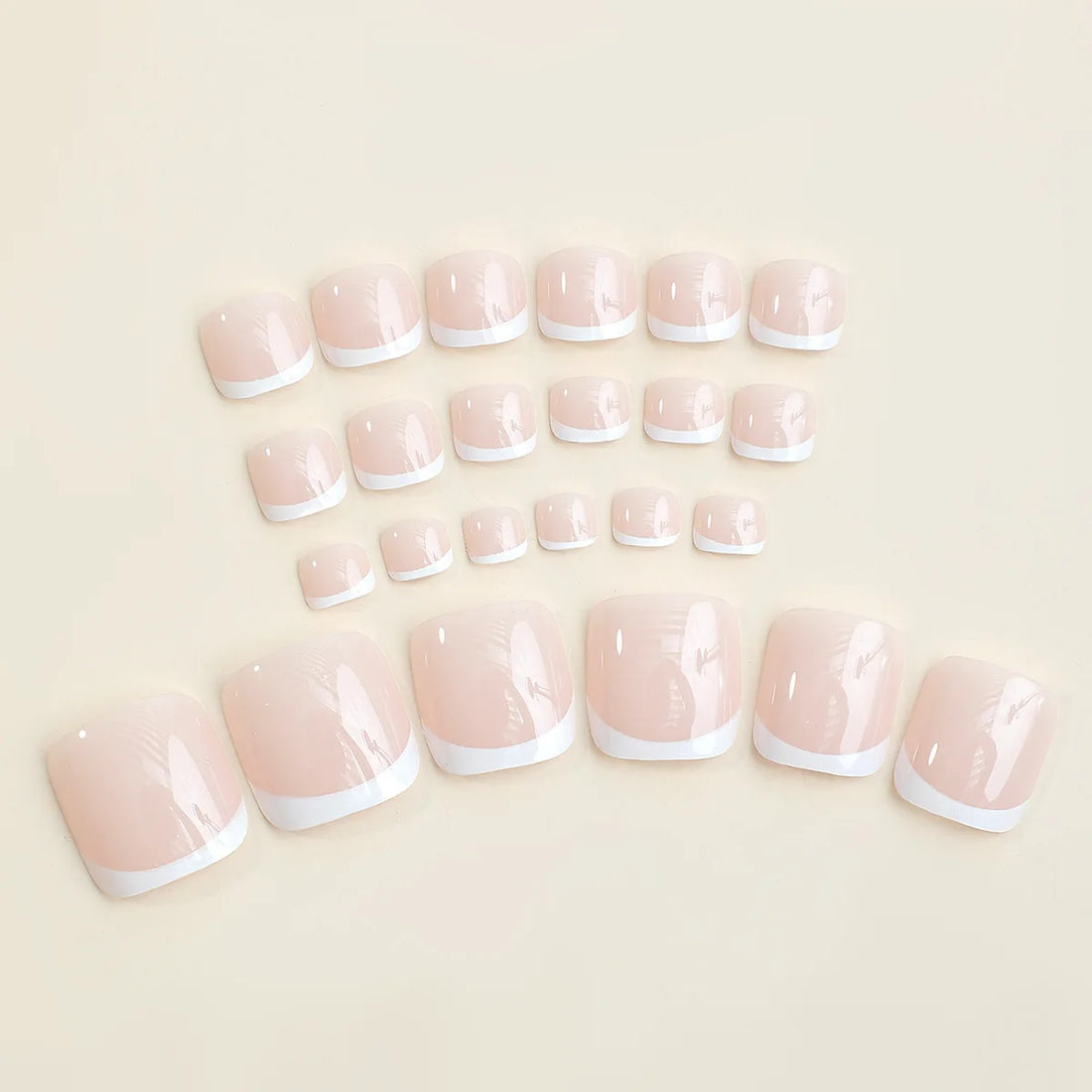 24pcs French Toe Press On Nails