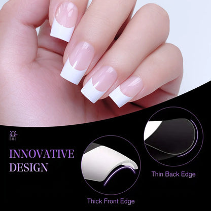 120pcs Boxed Acrylic French False Nails Multicolor Square Almond Nail Tips Full Cover Mixed Size Press On Nails