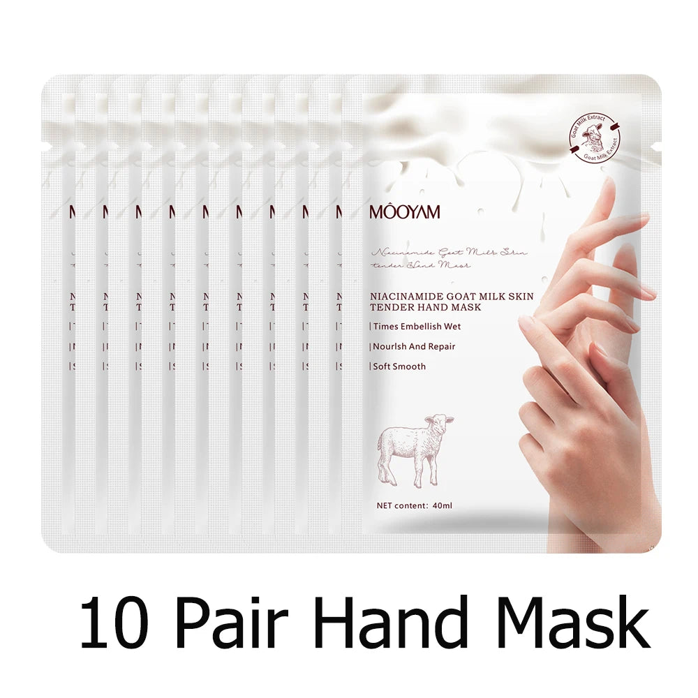 Goat Milk Niacinamide Hand Moisturizing Mask for Dry, Cracked, Aging Hands and Knuckles