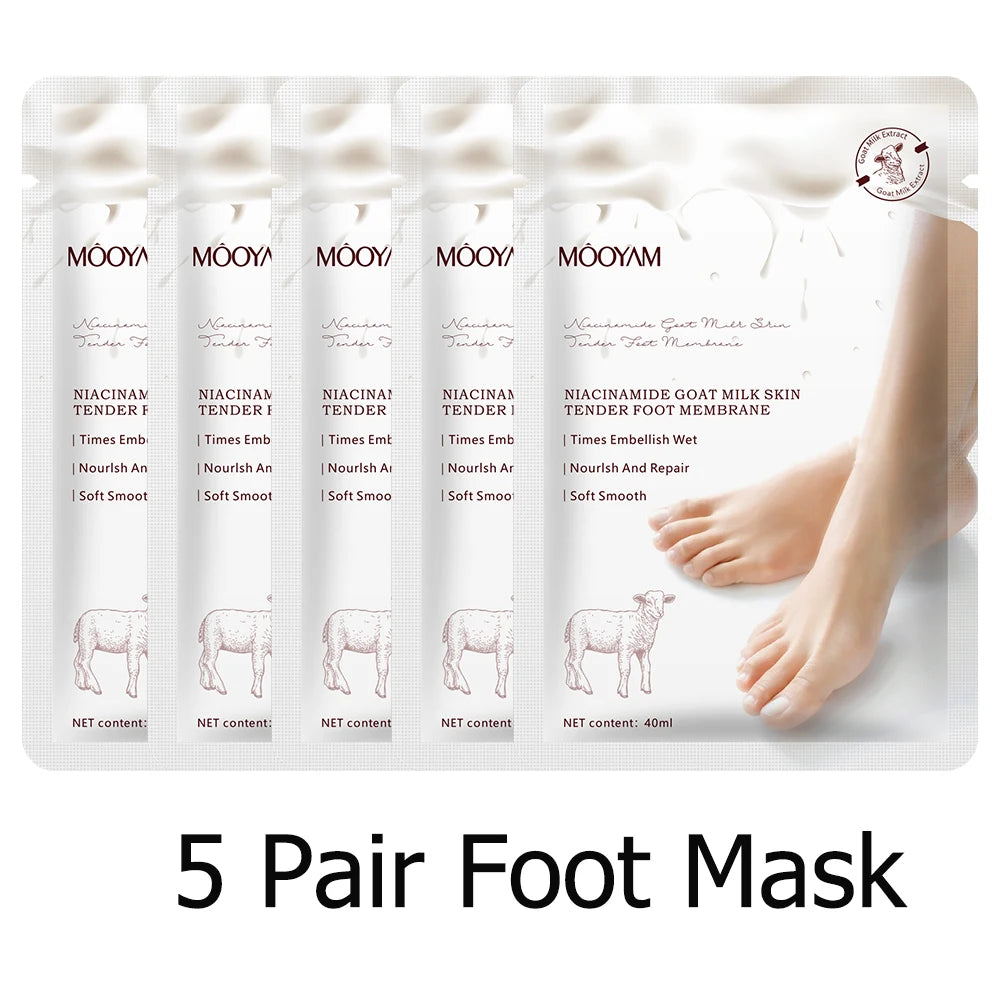 Goat Milk Niacinamide Feet Moisturizing Mask for Dry, Cracked, Aging Feet